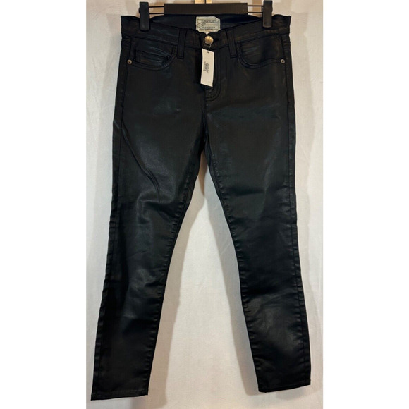 NEW CURRENT/ELLIOTT 28 Stiletto Black Coated High Waist Ankle Skinny Jean D50 - Picture 2 of 7